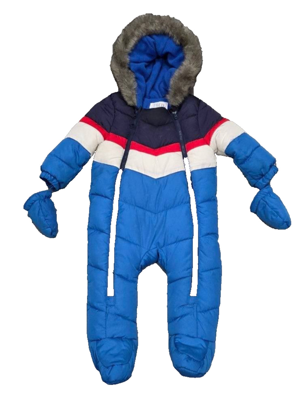 FRED & FLO 9-12 Months Zip Unisex SNOWSUIT Padded Hood Mittens A011200